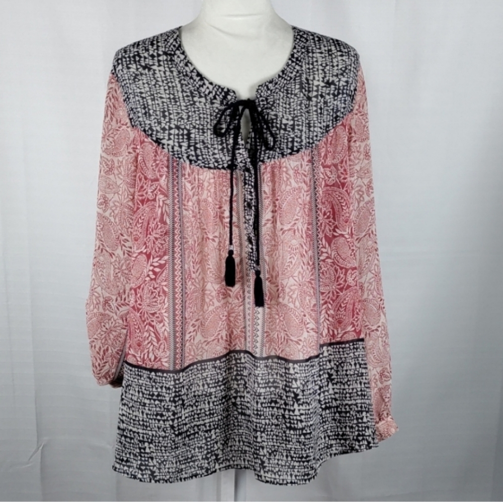 DR2 by Daniel Rain maroon & black tunic Size L